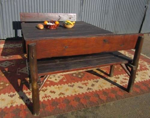 A wonderfully made "Rustic" outdoor table & two-bench set - perfect for a garden or patio- RS17Sale