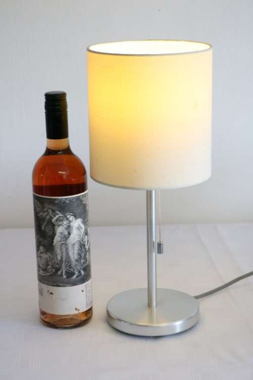 **RS17** A lovely brushed steel desk/ table lamp with a stunning shade in very good condition