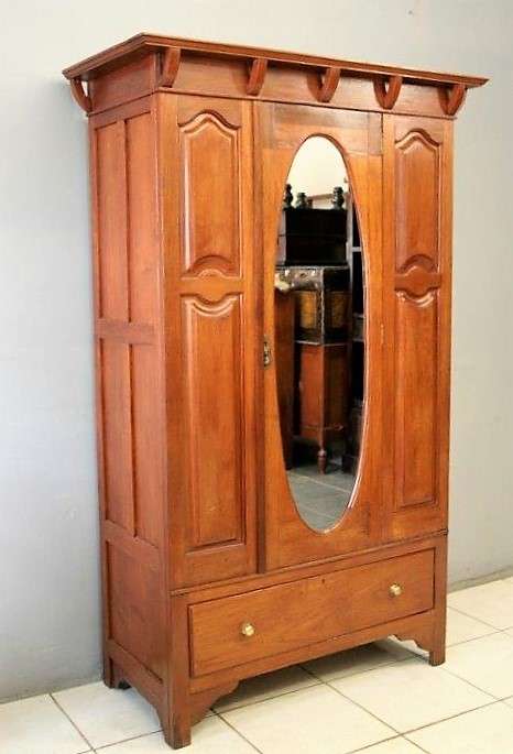 An awesome vintage gentleman's (jongmans kas) wardrobe w/ a large oval mirror & drawer - stunning!!