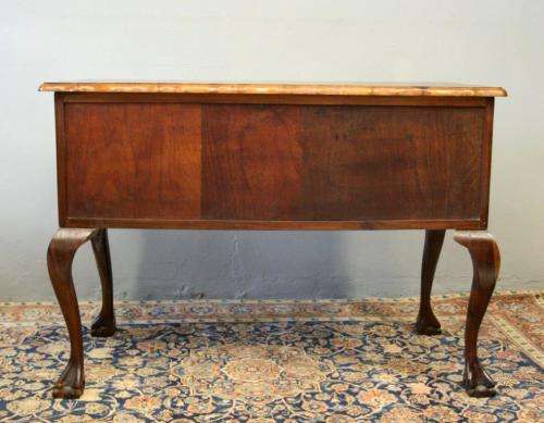 A fantastic vintage solid Imbuia ball & claw "knee-hole" writing desk w/ 5x drawers & ornate handles