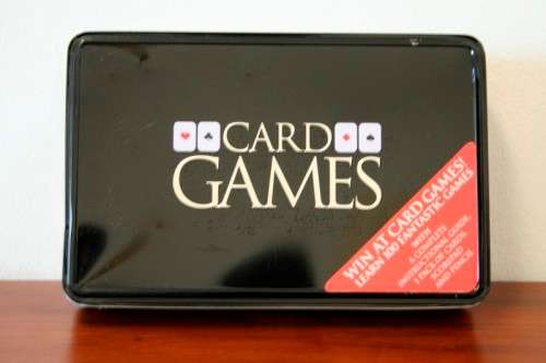 Wonderful sealed metal-boxed "Card Games" instructional card playing set with accessories - RS17Sale