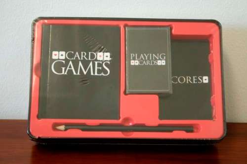 Wonderful sealed metal-boxed "Card Games" instructional card playing set with accessories - RS17Sale