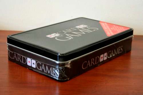 Wonderful sealed metal-boxed "Card Games" instructional card playing set with accessories - RS17Sale