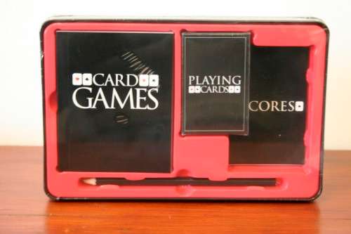 Wonderful sealed metal-boxed "Card Games" instructional card playing set with accessories - RS17Sale