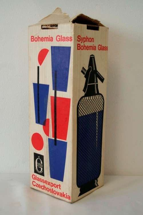 An incredible gold-mesh soda syphon spritzer in its original box in superb condition - never used