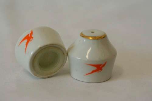 Amazing original branded South African Airways porcelain salt & pepper cellar set used on 1st class
