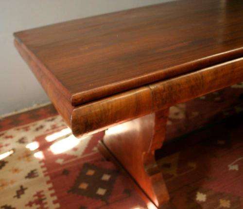 An awesome vintage 6-seater dining room suite w/ a solid table and six upholstered dining chairs