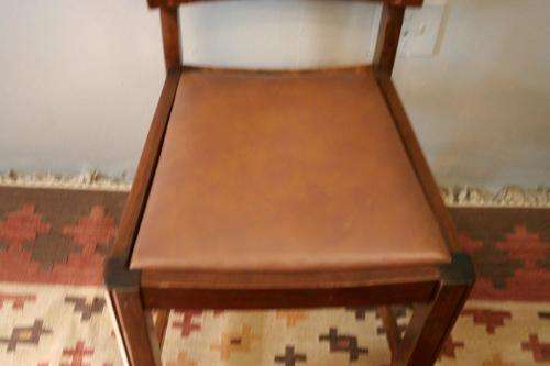 An awesome vintage 6-seater dining room suite w/ a solid table and six upholstered dining chairs