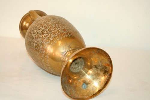 A gorgeous tall solid brass Indian made urn vase with beautiful hand chased floral detailing