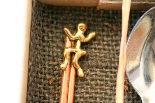 Stunning & beautifully made Forder Original hand made recycled copper & brass teaspoon set RS17Sale