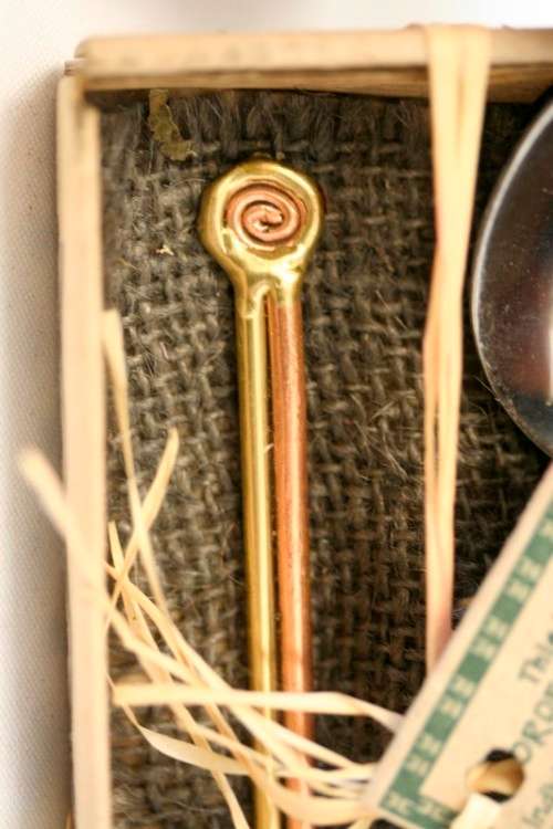 Stunning & beautifully made Forder Original hand made recycled copper & brass teaspoon set RS17Sale