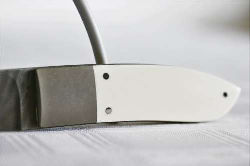 A beautifully made original Willie Paulsen Warthog Ivory-handle knife with Damascus steel blade!!