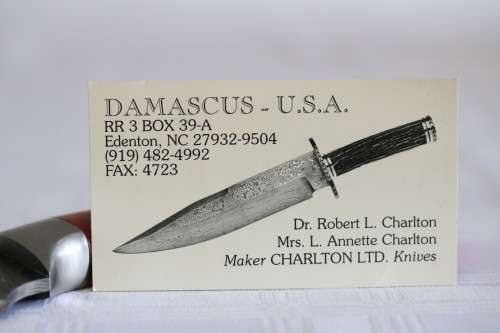 An incredible handmade in America "Charlton LTD" Damascus steel hunting knife - stunning!
