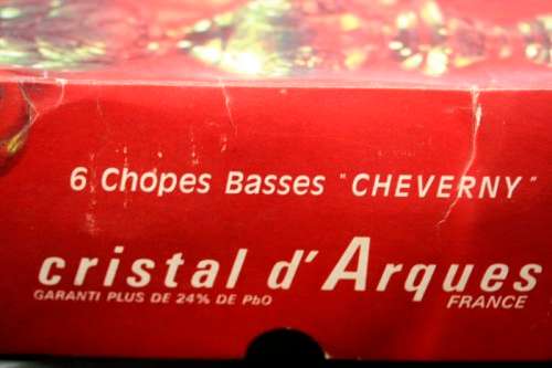 A set of six exquisite vintage French "Cristal D'Arques" "Cheverny" cut crystal whiskey glasses
