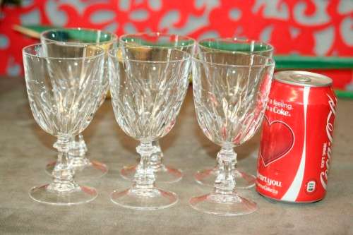 A boxed set of 6x vintage French made "Cristal D'Arques" Luxembourg cut crystal white wine glasses
