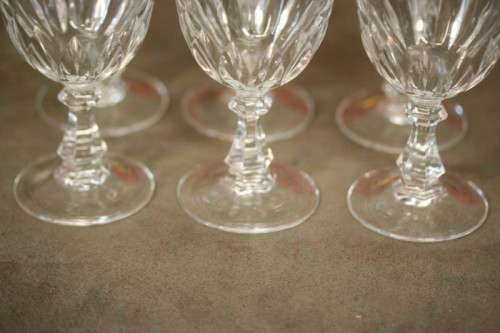 A stunning set of 6 vintage French made Cristal D'Arques Luxembourg cut crystal dessert wine glasses