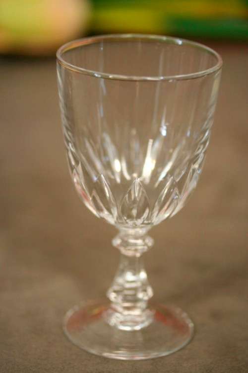 A stunning set of 6 vintage French made Cristal D'Arques Luxembourg cut crystal dessert wine glasses