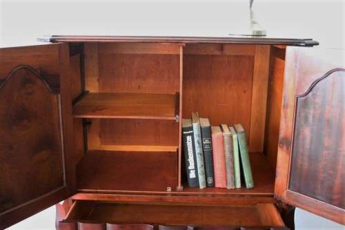 A beautiful vintage ball and claw "Tallboy" multi-purpose cabinet with 3 drawers and scalloped edges