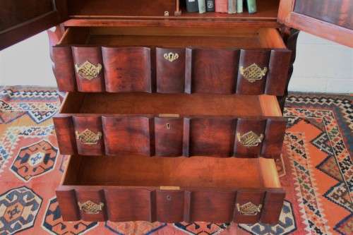 A beautiful vintage ball and claw "Tallboy" multi-purpose cabinet with 3 drawers and scalloped edges