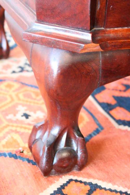 A beautiful vintage ball and claw "Tallboy" multi-purpose cabinet with 3 drawers and scalloped edges