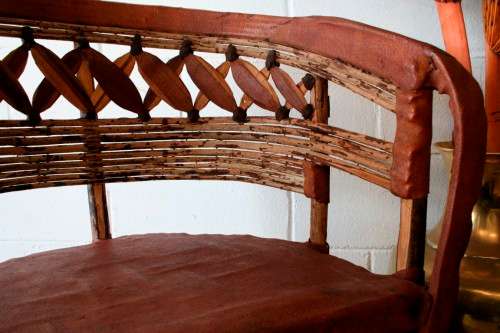 Incredible unique Mexican handmade "Equipale" Ecstaca wood and pigskin barrel chairs - price/chair