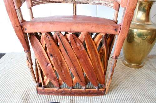 Incredible unique Mexican handmade "Equipale" Ecstaca wood and pigskin barrel chairs - price/chair