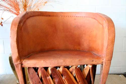 Incredible unique Mexican handmade "Equipale" Ecstaca wood and pigskin barrel chairs - price/chair