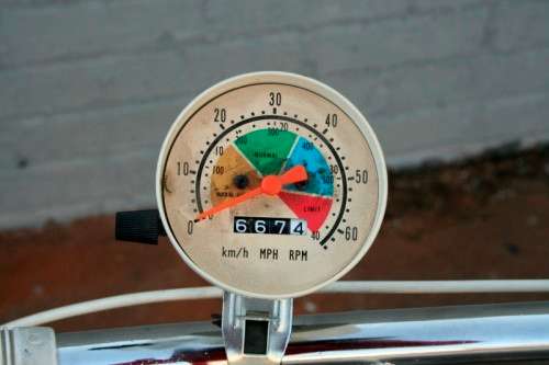 A fabulous vintage "Health Master" Ex-100 stationary bicycle with tension adjuster & speedometer