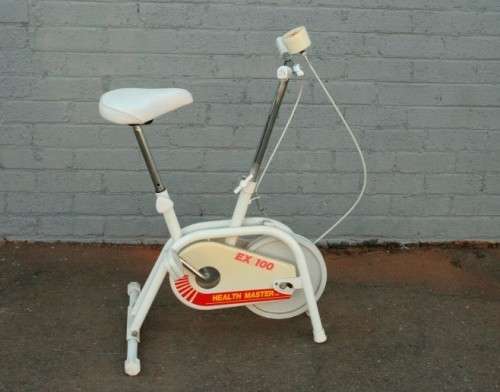 A fabulous vintage "Health Master" Ex-100 stationary bicycle with tension adjuster & speedometer