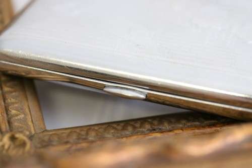 An awesome vintage "Retro" chrome plated cigarette holder with the map of Southern Africa pre 1975