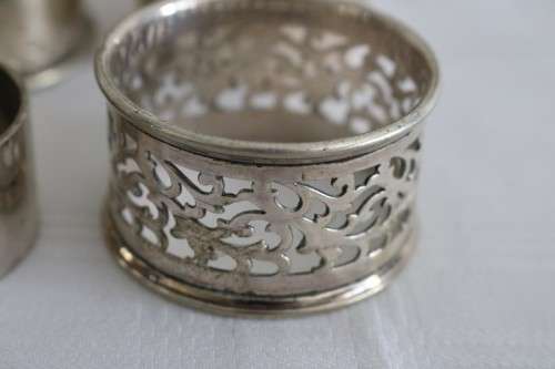 Six fantastic assorted vintage silver plated napkin/ serviette rings = perfect for a formal table