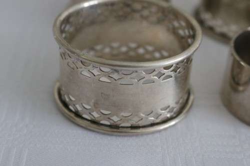 Six fantastic assorted vintage silver plated napkin/ serviette rings = perfect for a formal table