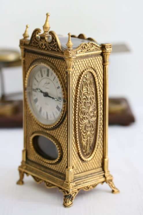 An amazing vintage mid-century German made "Schmid Schlenker" ornate mantle carriage clock