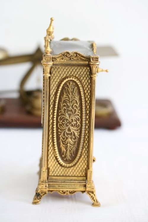 An amazing vintage mid-century German made "Schmid Schlenker" ornate mantle carriage clock