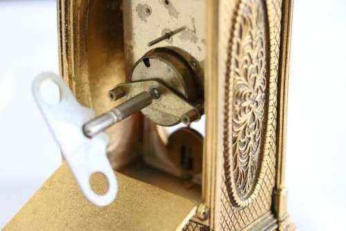 An amazing vintage mid-century German made "Schmid Schlenker" ornate mantle carriage clock
