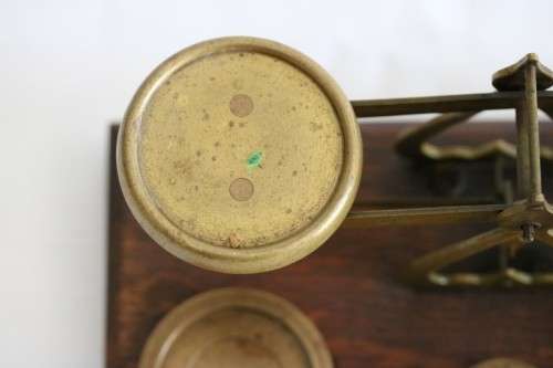 A rare antique British made Victorian brass postal scale w/ solid brass weights in amazing condition