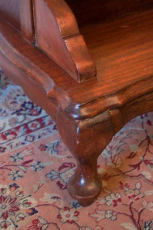 A fabulous antique full length cheval mirror on a solid Imbuia Queen Anne style footed base -RS17Bed