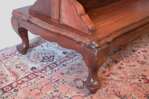 A fabulous antique full length cheval mirror on a solid Imbuia Queen Anne style footed base -RS17Bed