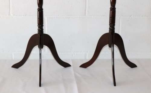 Two stunning vintage leather-top style tri-foot occasional/ coffee tables - perfect for table lamps