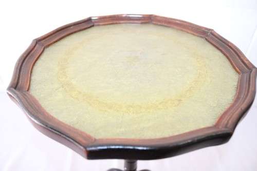Two stunning vintage leather-top style tri-foot occasional/ coffee tables - perfect for table lamps