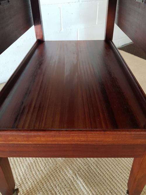 A charming RETRO solid wooden drop-leaf drinks trolley on its original castors in great condition