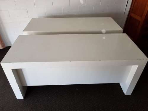 Lovely large and heavy white wooden desks with loads of space - perfect as a paint project!!