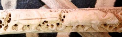 A spectacular and beautifully hand carved "Big five" from a single African Giraffe femur bone