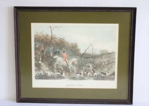 A gorgeous vintage British Hunting Scene framed print titled "Drawing Cover" by WJ Shayer - RS17Sale