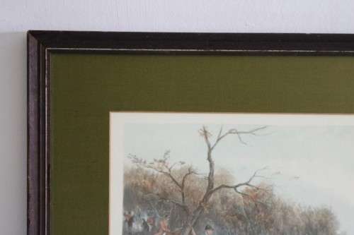 A gorgeous vintage British Hunting Scene framed print titled "Drawing Cover" by WJ Shayer - RS17Sale