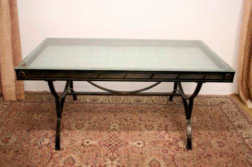 Make an offer! Quality 6-seater wrought iron patio table w 6 upholstered chairs. Summer is here!!!