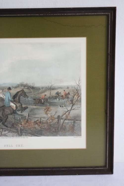 A wonderful framed vintage "British Hunting Scene" print titled "Full Cry" by WJ Shayer - RS17Sale