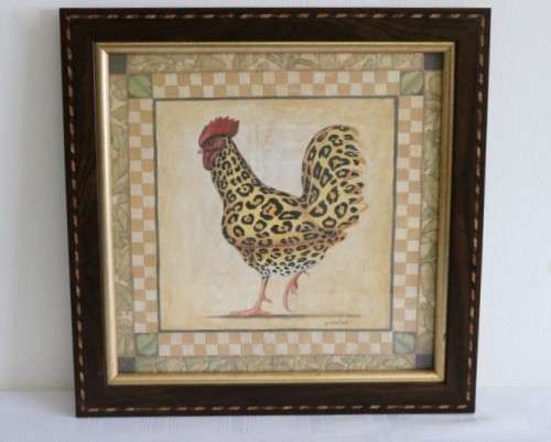Awesome framed behind glass print of the well known Leopard Rooster print of James Wiens - RS17Sale
