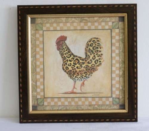 Awesome framed behind glass print of the well known Leopard Rooster print of James Wiens - RS17Sale