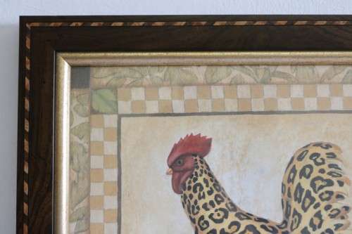 Awesome framed behind glass print of the well known Leopard Rooster print of James Wiens - RS17Sale